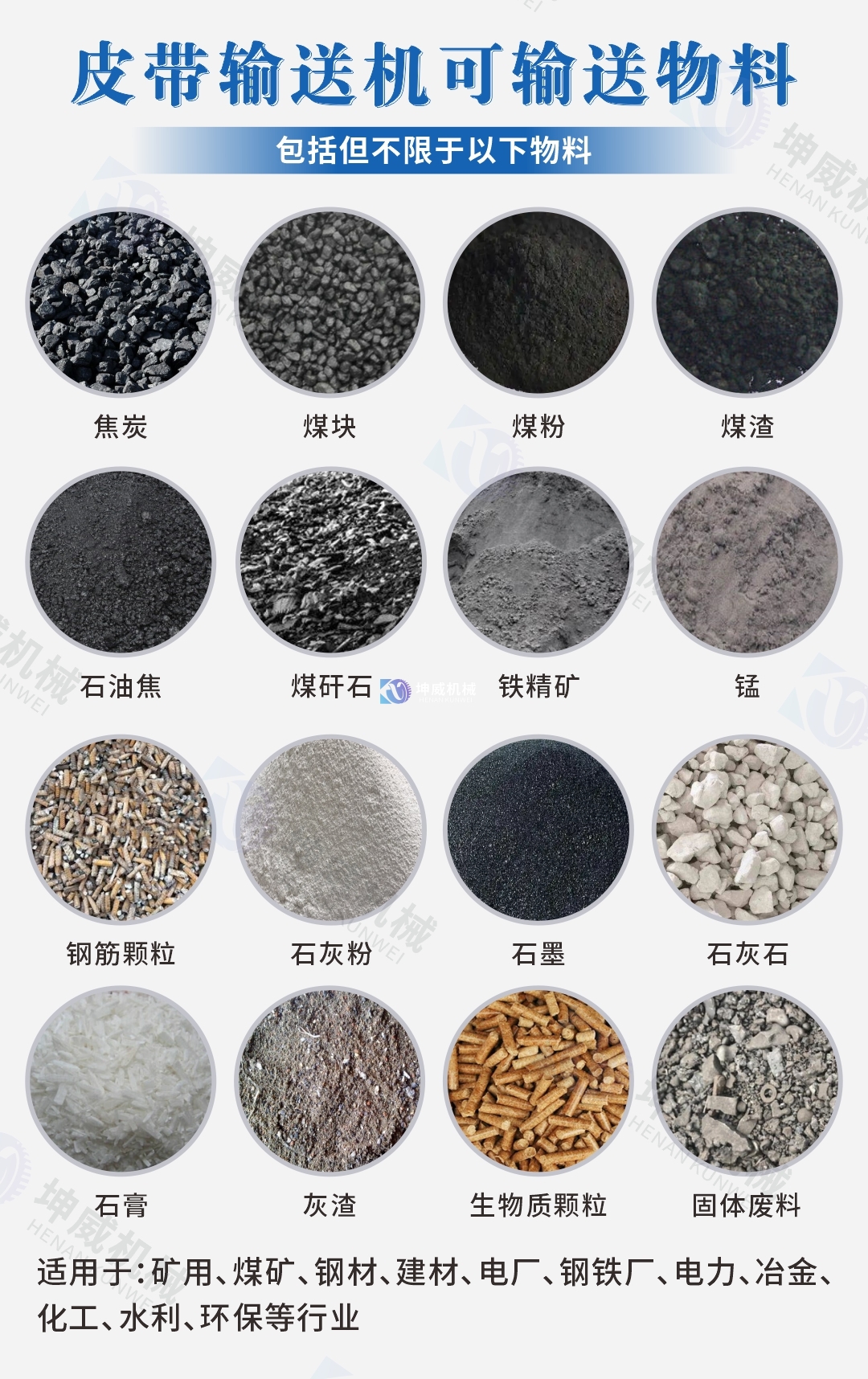 皮帶輸送機(jī)可以輸送的物料 皮帶輸送機(jī)可以輸送的物料